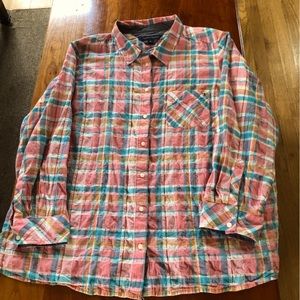 Tommy Hilfiger pastel plaid women’s button down plus shirt